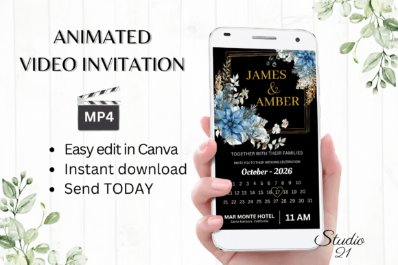 Christmas Wedding Invitation W8213B: Modernizing Holiday Nuptials with Digital Video Invites