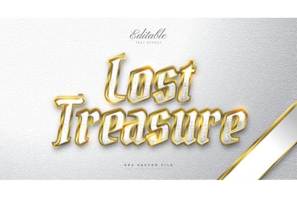 Lost Treasure Text: White & Gold Effect