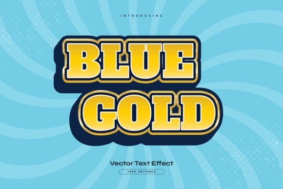Luxury Bold Blue & Gold Text Effect