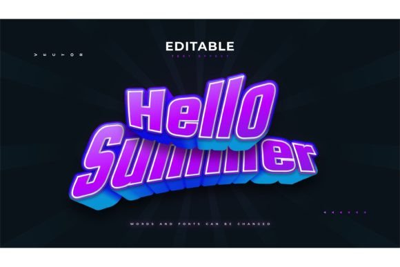 Strategic Visual Communication with Hello Summer Text in 3D Blue and Purple