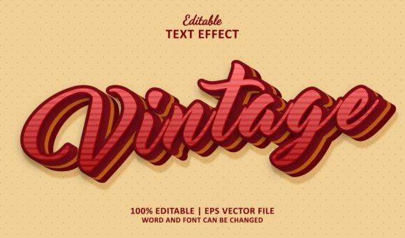 Vintage Text Effect: Editable 3D Style for Illustrator